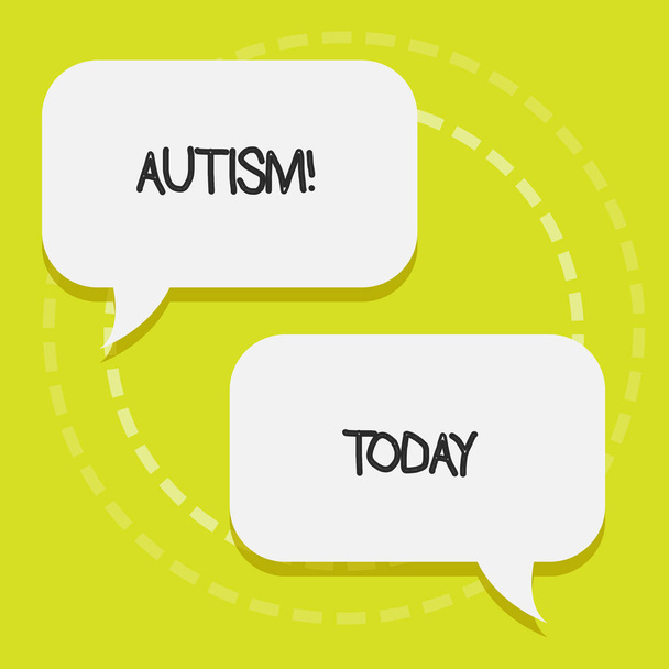 Conceptuele hand schrijven tonen van autisme. Zakelijke foto tekst Autism Awareness olv Sociaal Comité over de hele wereld leeg wit spraak ballonnen gesprek op Pastel achtergrond. - Foto, afbeelding