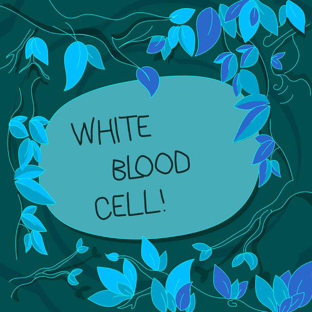 Handwriting text White Blood Cell. Concept meaning Leucocytes in charge of protect body from infections Tree Branches Scattered with Leaves Surrounding Blank Color Text Space. - Photo, Image