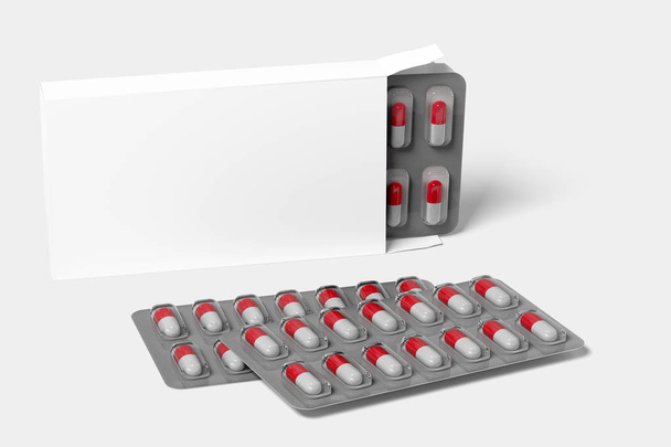 Pharmaceutical Packaging Mockup - 3d rendering - Photo, Image