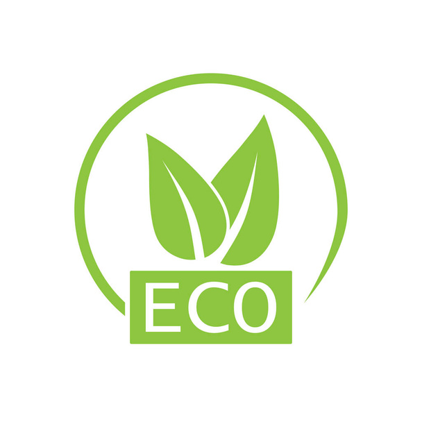 Green leaf, Eco icon. Vector illustration, flat design. - Vecteur, image