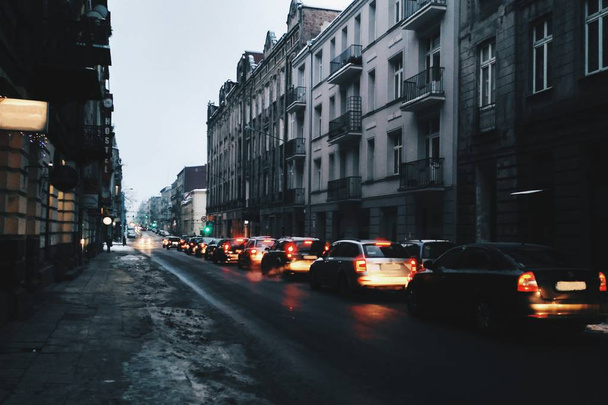 Traffic jam in the night city. - Photo, Image