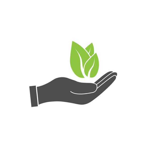 Plant leaf in hand icon. Vector illustration, flat design. - Vektor, kép
