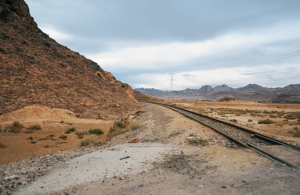 Régi vasúti Wadi Rum desert. Jordánia - Fotó, kép