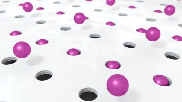 Abstract violet background 3D shapes balls flying in holes. 4K animation looping footage. - Footage, Video