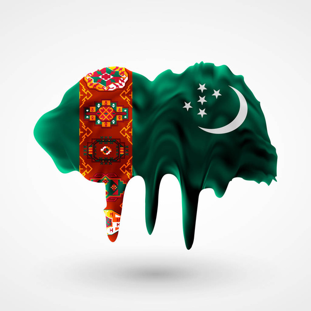 απομονωμένη σημαία του Τουρκμενιστάν βαμμένα χρώματα - Διάνυσμα, εικόνα