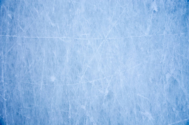 Texture of blue ice surface with skate scratches - Photo, Image