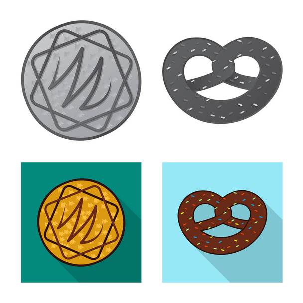 Vector design of biscuit and bake icon. Set of biscuit and chocolate vector icon for stock. - Vector, Image