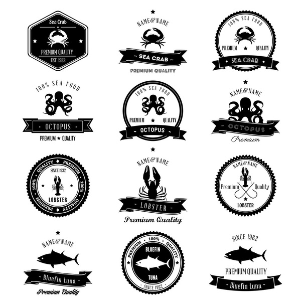 Ensemble de badges Vintage Sea Animals
 - Vecteur, image