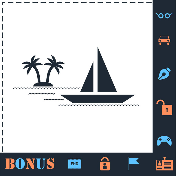 Icona dello yacht piatto
 - Vettoriali, immagini