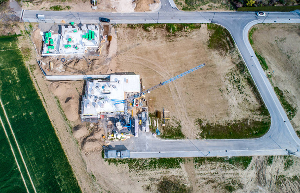 Widok z lotu ptaka road ulice nowego rozwoju obszaru dla nieruchomości hme budowlane budowlane Niemcy - Zdjęcie, obraz