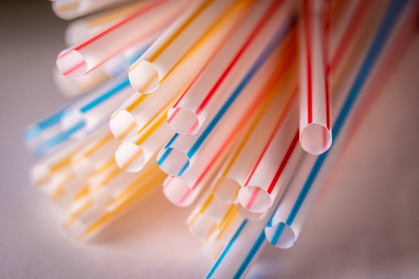 Background of Colored plastic straws, macro shot. - Photo, Image