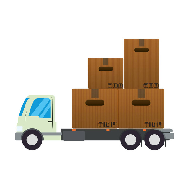 véhicule de camion avec des boîtes en carton
 - Vecteur, image