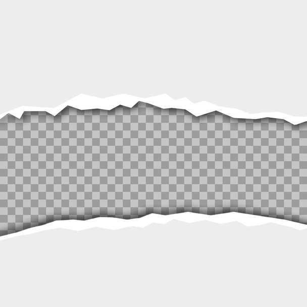 Tiras de papel gris horizontales rasgadas al cuadrado para texto o mensaje. Vector - Vector, Imagen
