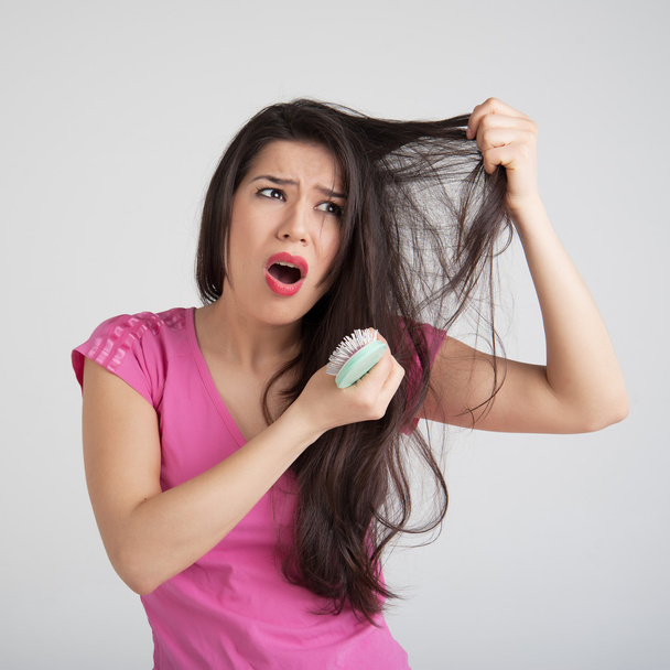 Loss hair comb in women hand - Foto, imagen