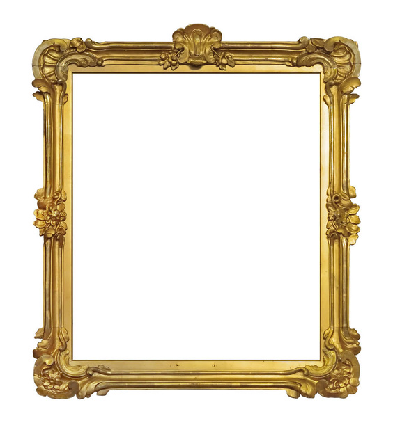 Golden frame for paintings, mirrors or photo isolated on white background. Design element with clipping path - Photo, Image