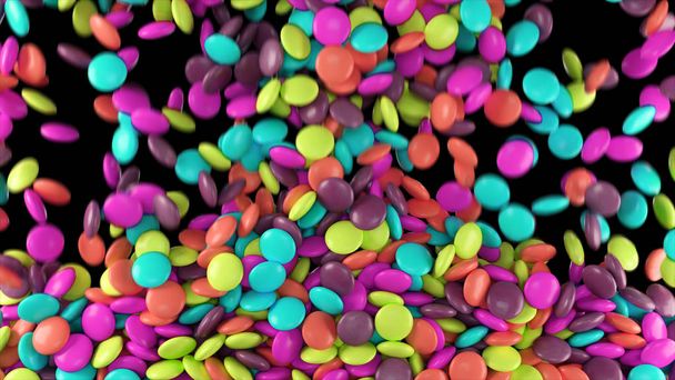 Kolorowe cukierki ruch spada w dół 3d ilustracja - Zdjęcie, obraz