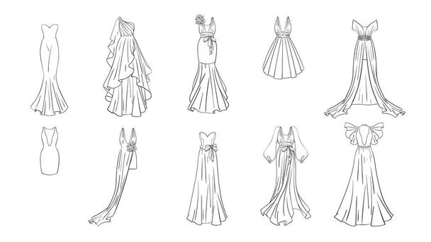 Een reeks van verschillende jurken. - Vector, afbeelding