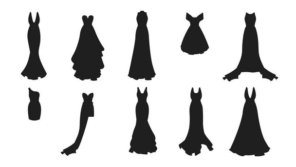 Un conjunto de silueta de diferentes vestidos
.  - Vector, Imagen