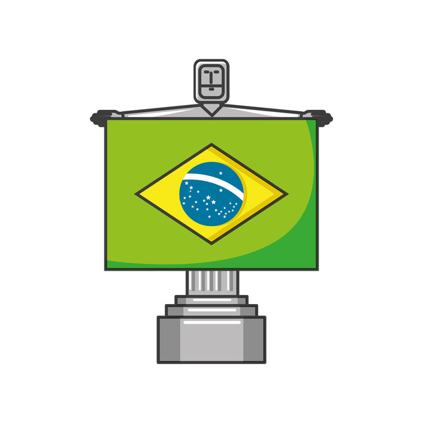 corcovado christ monument with flag of brazil - Vector, Image