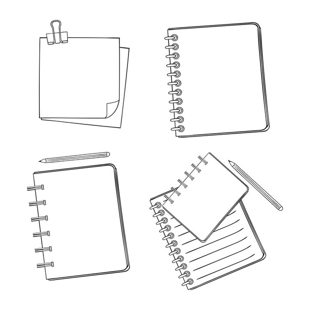 Set blanco pagina van laptop, schetsboek, album.  - Vector, afbeelding