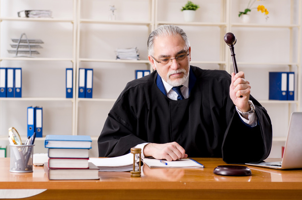 Oudere advocaat werkt in het gerechtsgebouw   - Foto, afbeelding