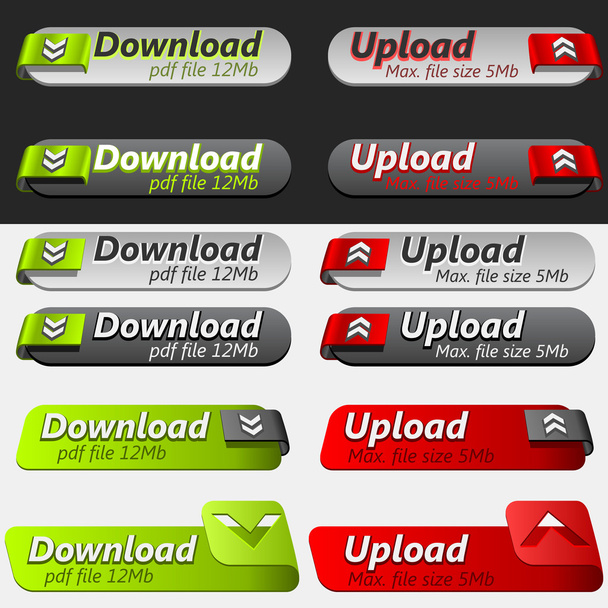 Upload and Download Button Set - Vector, Image