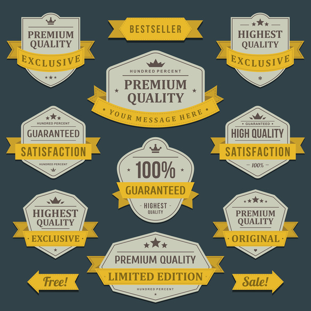 Vintage labels and ribbons retro style set. Vector design elements. - Vettoriali, immagini