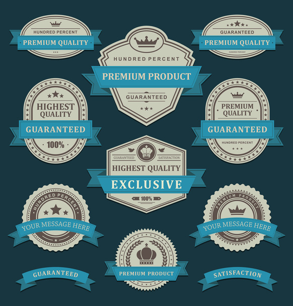 Vintage labels and ribbons retro style set. Vector design elements. - Vector, Image