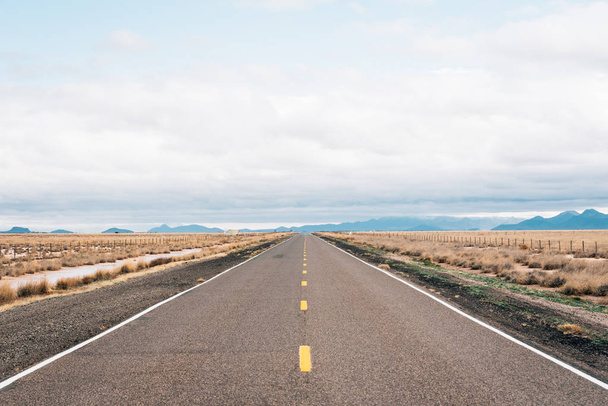 Straight, flat road in the desert of New Mexico - Valokuva, kuva