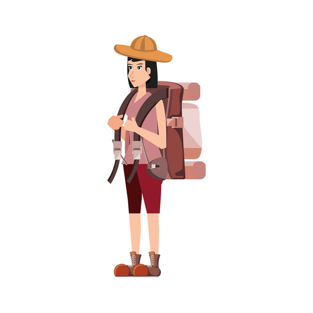 traveler woman with travel bag avatar character - Vector, Image