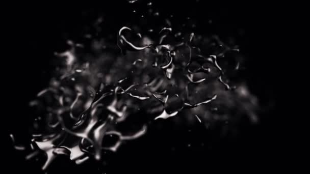 Animazione astratta di sostanza liquida grigia in movimento su fondo nero. Animazione 3d
. - Filmati, video