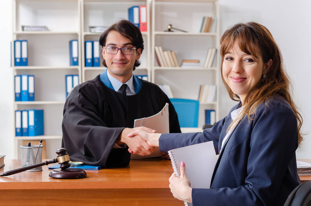 Young woman visiting male lawyer  - Photo, image