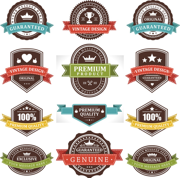 Vintage labels and ribbons set. Vector design elements. - Vettoriali, immagini