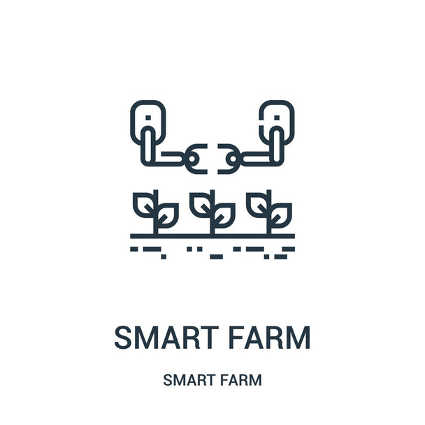 smart farm vector icono de la colección inteligente granja. Línea delgada inteligente granja esquema icono vector ilustración
. - Vector, imagen