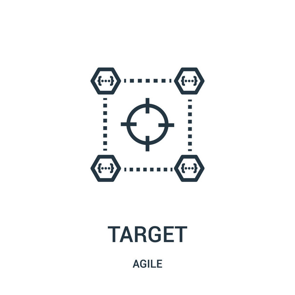 target icon vector from agile collection. Thin line target outline icon vector illustration. - Vector, Image