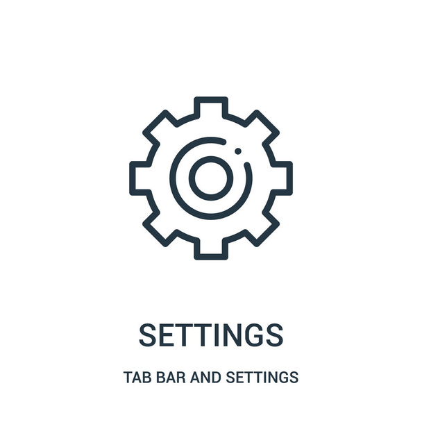 settings icon vector from tab bar and settings collection. Thin line settings outline icon vector illustration. - Vecteur, image