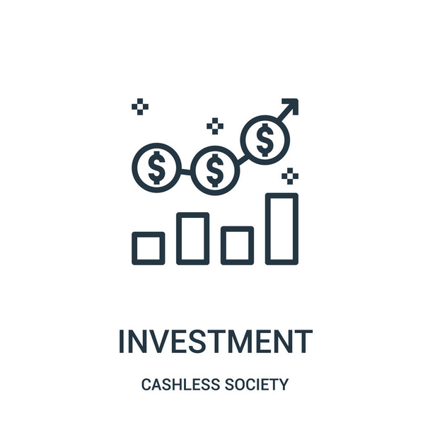 investment icon vector from cashless society collection. Thin line investment outline icon vector illustration. - Vector, Image