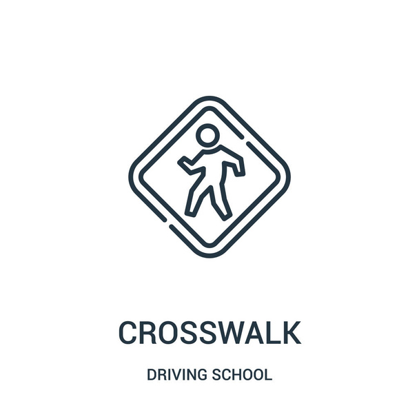 crosswalk icon vector from driving school collection. Thin line crosswalk outline icon vector illustration. - Vector, Image