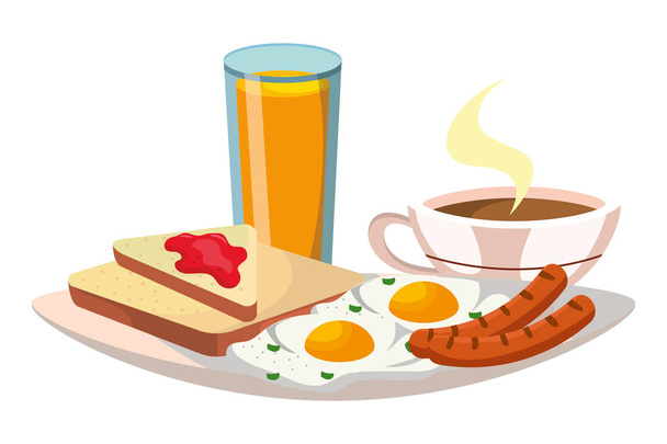νόστιμο πρωινό νόστιμο πιάτο κινουμένων σχεδίων διανυσματικά εικονογράφηση Γραφιστικής - Διάνυσμα, εικόνα