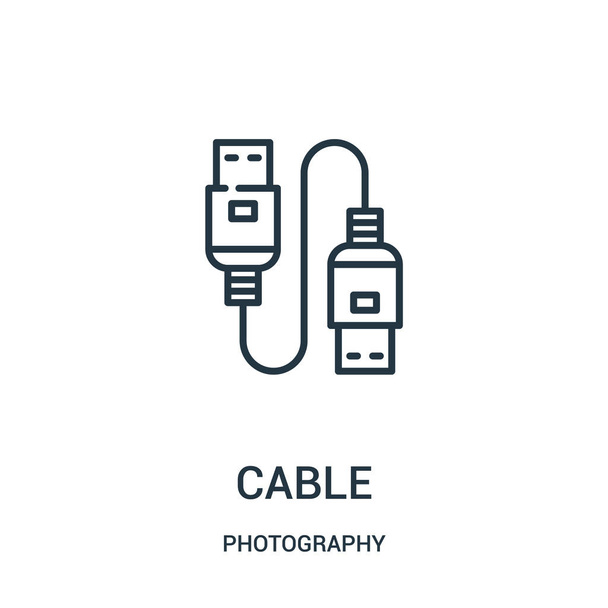 cable icon vector from photography collection. Thin line cable outline icon vector illustration. - Vector, Image
