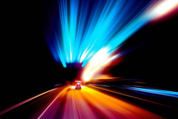 Abstract image of night traffic light trails in the city - Photo, Image