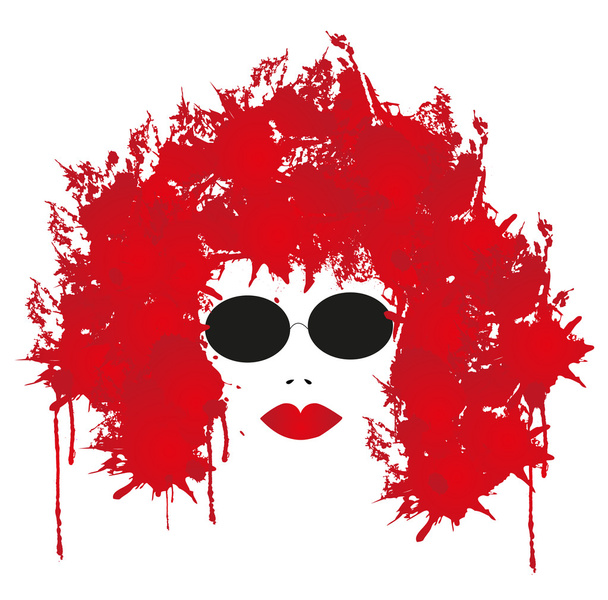 赤で女性顔 - ベクター画像