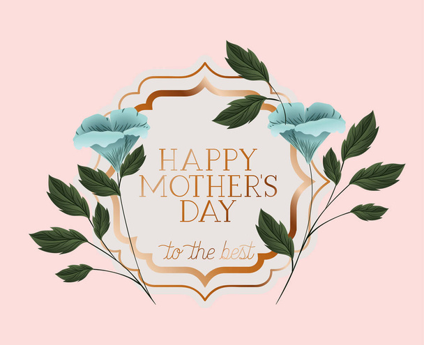 happy mothers day victorian frame with flowers - Vector, afbeelding