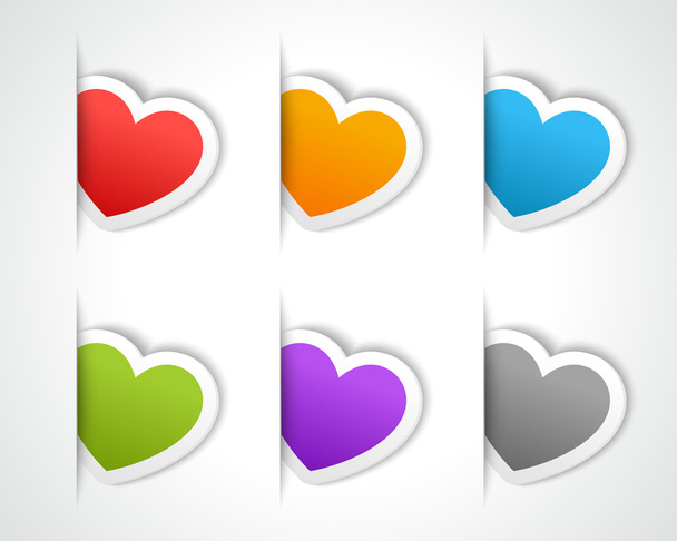 Web site hearts labels vector design elements set - Διάνυσμα, εικόνα