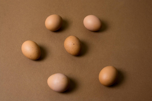 brown eggs pattern on a brown background - 写真・画像