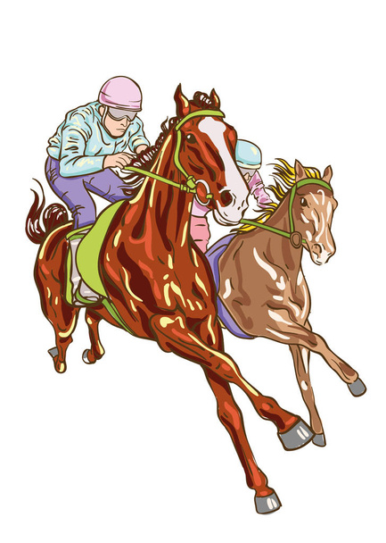 Competição de corridas de cavalos. Ilustração vetorial. Derby...
. - Vetor, Imagem