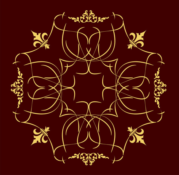 Gold ornament on brown background. Can be used as invitation car - ベクター画像