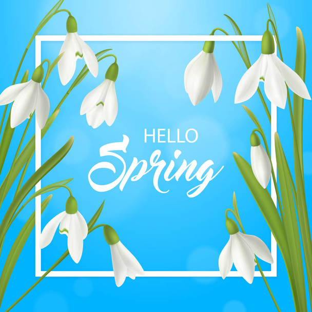 Hello Spring Flowers Poster - Vector, Image