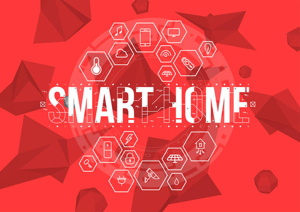 Smart Home. Conceptuele lay-out met Hud elementen voor print en web. Belettering met futuristische gebruikersinterface-elementen. - Vector, afbeelding