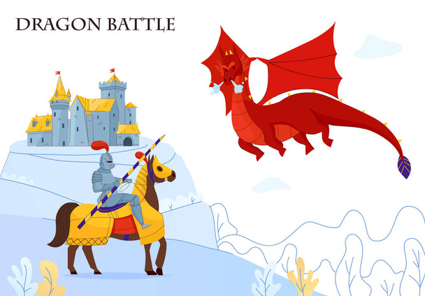 中世の物語ドラゴン組成 - ベクター画像